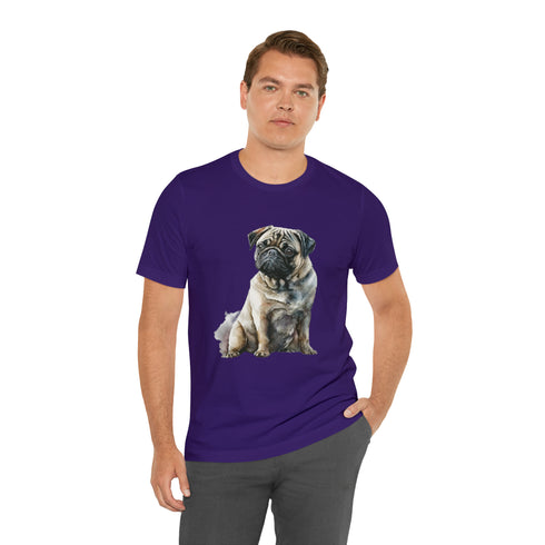 Loving Pug in Watercolor - Short Sleeve Tee